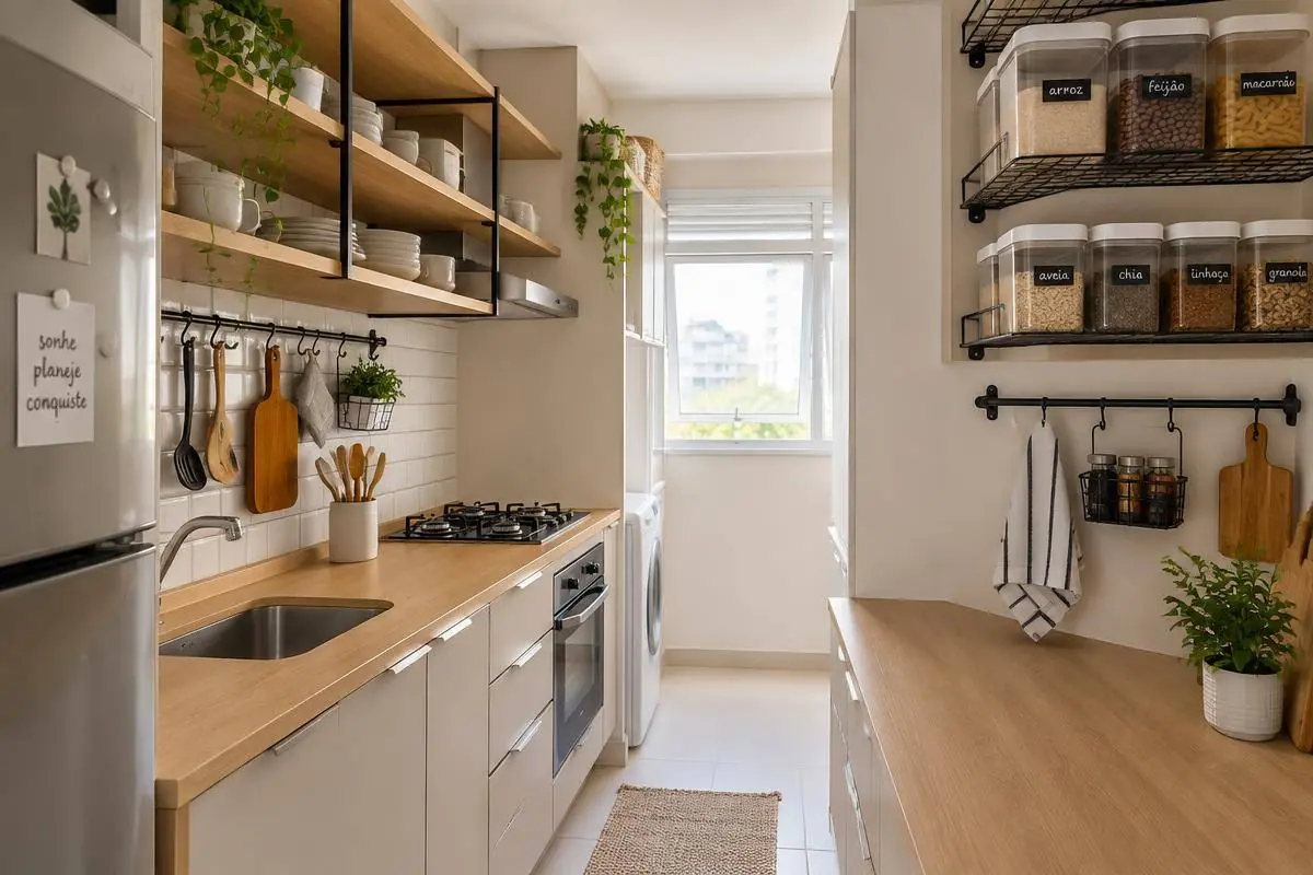 Foto ilustrativa do artigo: Como Organizar Cozinha Pequena Gastando Pouco: 7 Dicas Práticas e Fáceis